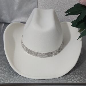 Chic White Western Hat with Silver Detail